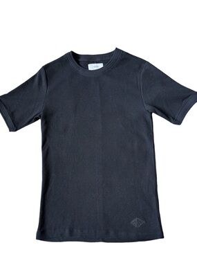 OVADIA & SONS Dawn Waffle Textured Crewneck Short Sleeve Shirt Black Size SM NWT